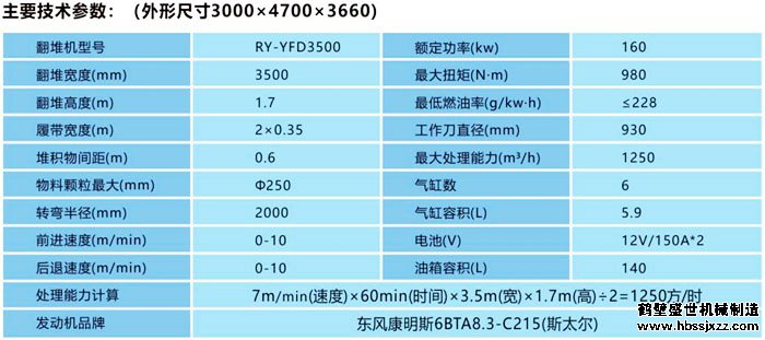 3500全液压履带式翻堆机技术参数